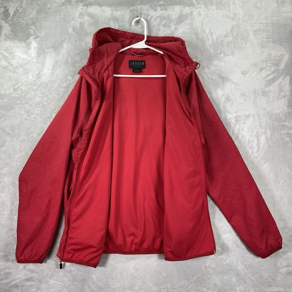 Air Jordan Jacket Mens Large Wings Windbreaker Full Zip Hooded Training Lined